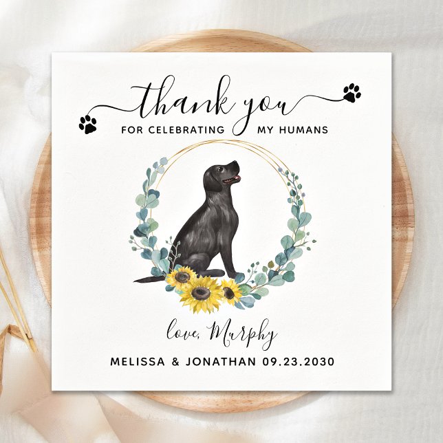 Servilleta De Papel Boda de perro personalizado Gracias Black Lab Cock (Subido por el creador)
