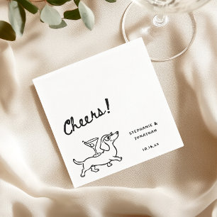 Servilleta De Papel Boda de perro vienés Dachshund dibujada a mano per