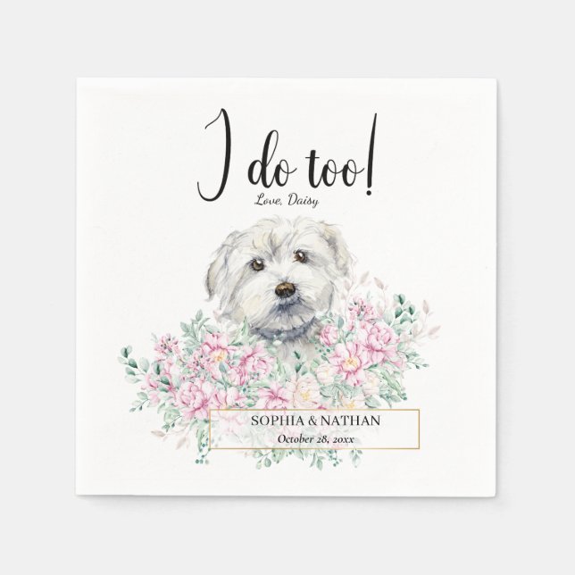 Servilleta De Papel Boda de perros maltés Cocktail Napkins (Anverso)