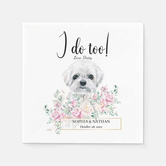 Servilleta De Papel Boda de perros maltés Cocktail Napkins (Anverso)