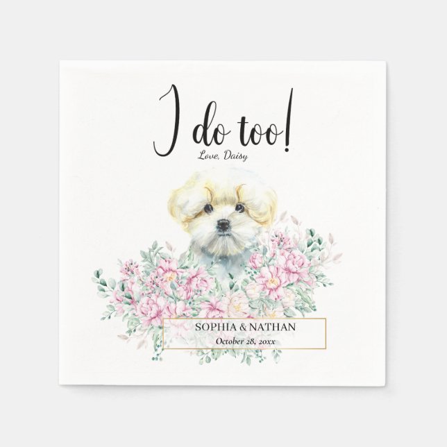 Servilleta De Papel Boda de perros maltés Cocktail Napkins (Anverso)