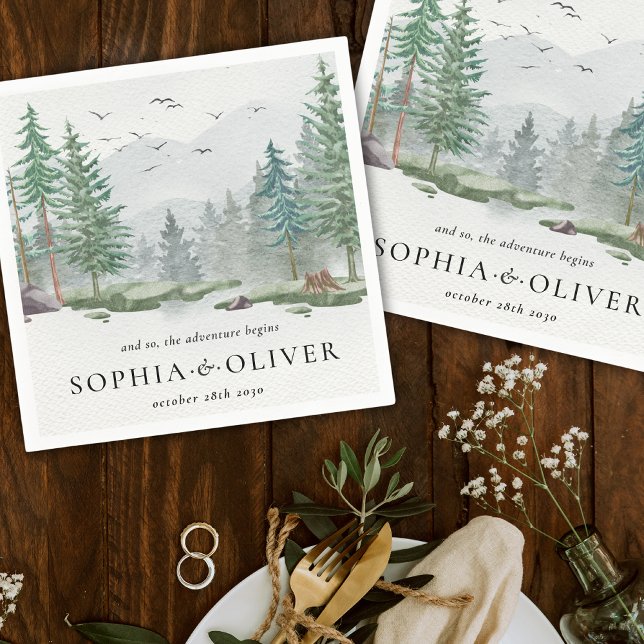 Servilleta De Papel Boda de pinos verdes de montaña de acuarela rusa (Subido por el creador)