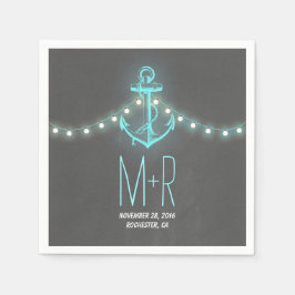 Servilleta De Papel boda de pizarra náutica de anclaje turquesa