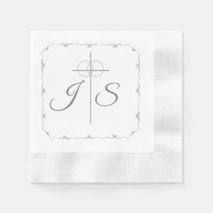 Servilleta De Papel Boda de plata y blanco simplemente católico