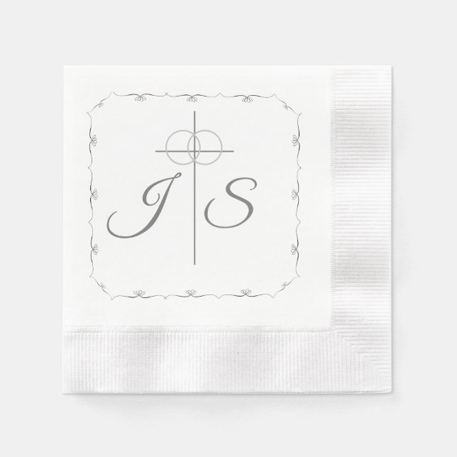 Servilleta De Papel Boda de plata y blanco simplemente católico (Anverso)