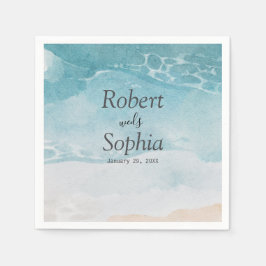 Servilleta De Papel Boda de playa azul de verano
