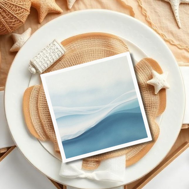 Servilleta De Papel Boda de Playa Azul Sereno (Serene Blue Abstract Wedding Napkins)