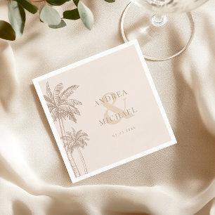 Servilleta De Papel Boda de playa con palmeras y ampersand boho otoño