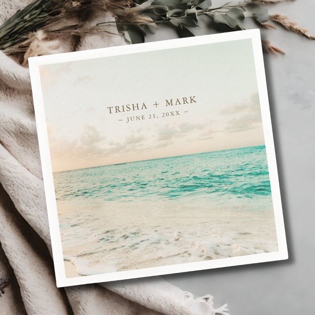 Servilleta De Papel Boda de playa de destino Sunset (Destination Sunset Beach Wedding Napkins)