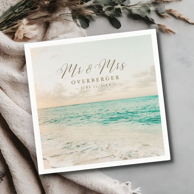 Servilleta De Papel Boda de playa de destino Sunset (Destination Sunset Beach Wedding Reception Napkins)