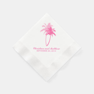 Servilleta De Papel Boda de Playa de Palmeras Rosadas
