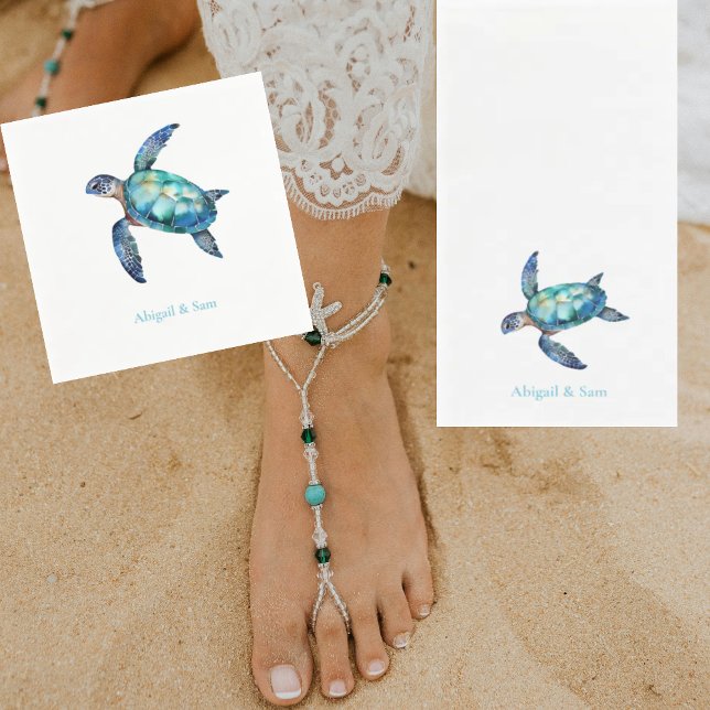 Servilleta De Papel Boda de playa de tortugas marinas personalizada (Subido por el creador)