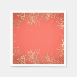 Servilleta De Papel Boda de playa elegante naranja coral dorado modern