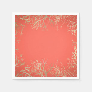Servilleta De Papel Boda de playa elegante naranja coral dorado modern