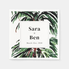 Servilleta De Papel Boda de Playa Rústica de Palmeras Pintadas