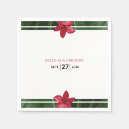 Servilleta De Papel Boda de Plumeria Frangipani Roja