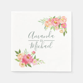 Servilleta De Papel Boda de primavera acuarela Peonías