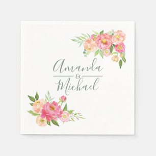 Servilleta De Papel Boda de primavera acuarela Peonías