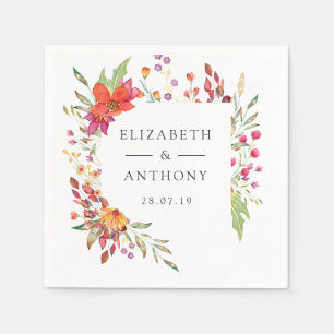 Servilleta De Papel Boda de primavera con aquarela de flores silvestre