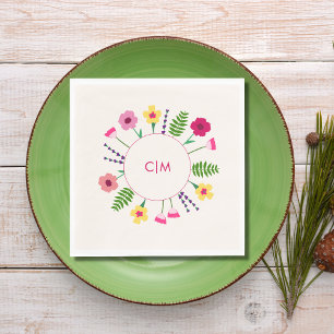 Servilleta De Papel Boda de Primavera Floral de colores vivos y audace
