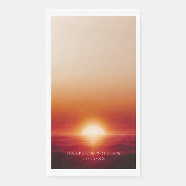 Servilleta De Papel boda de puesta de sol roja (Anverso)