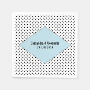 Servilleta De Papel Boda de puntos de polka azul moderno