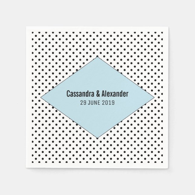 Servilleta De Papel Boda de puntos de polka azul moderno (Anverso)