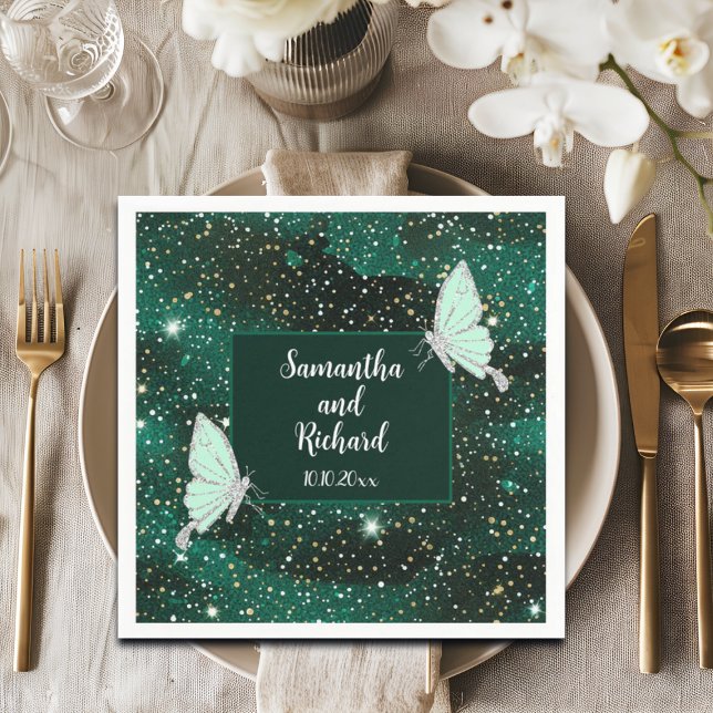 Servilleta De Papel Boda de Purpurina negro de esmeralda verde (Subido por el creador)