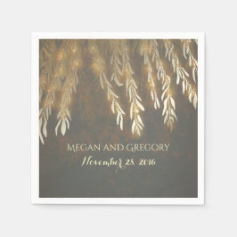 Servilleta De Papel Boda de ramas de árbol salvaje de oro de vintage