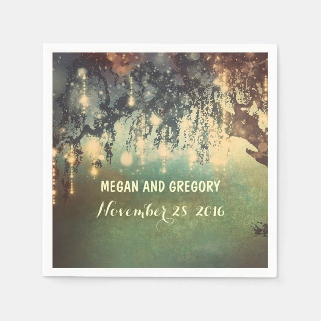 Servilleta De Papel Boda de ramas de árbol silvestres para luces de ca (Anverso)