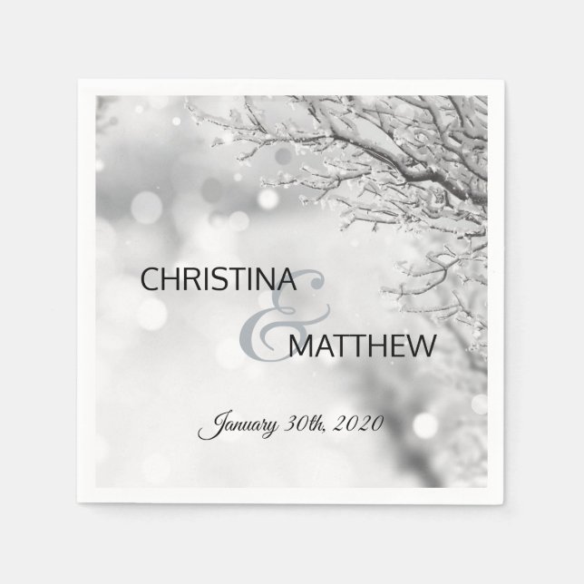 Servilleta De Papel Boda de ramas de Nieve de Winter Wonderland (Anverso)