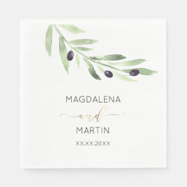 Servilleta De Papel boda de ramas de olivo rústicas