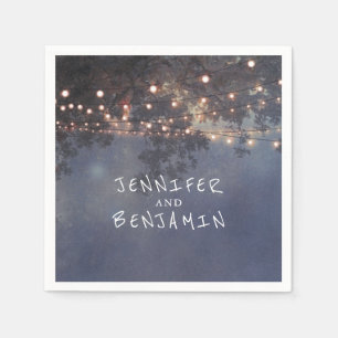 Servilleta De Papel Boda de ramas y luces de árbol rústico