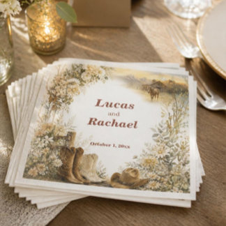 Servilleta De Papel Boda de rancho occidental de lujo
