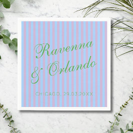 Servilleta De Papel Boda de raya rosa azul verde cítrico retro