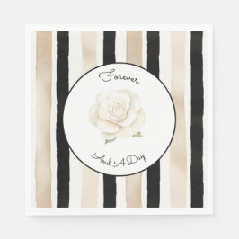 Servilleta De Papel Boda de rayas de rosa blancas negras crema de cham