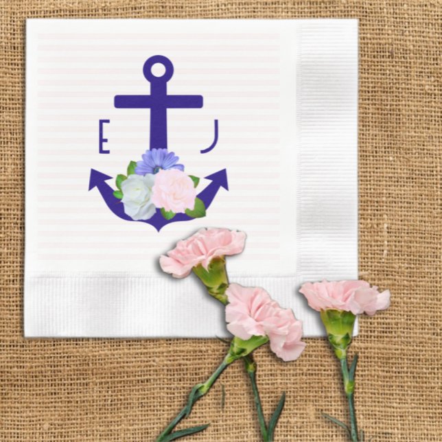 Servilleta De Papel Boda de rayas florales náuticas (Subido por el creador)