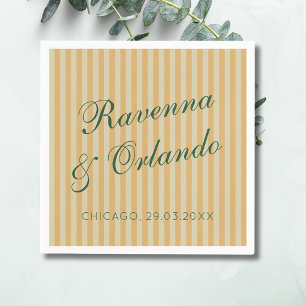 Servilleta De Papel Boda de rayas miel retro verde botella vintage