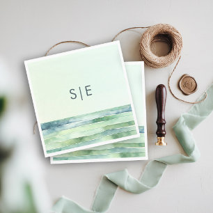 Servilleta De Papel Boda de rayas verdes marinas de la piscina de mare