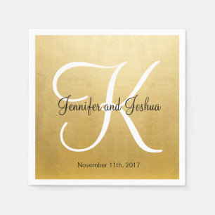 Servilleta De Papel Boda de Relieve metalizado dorado Monogramado Pers