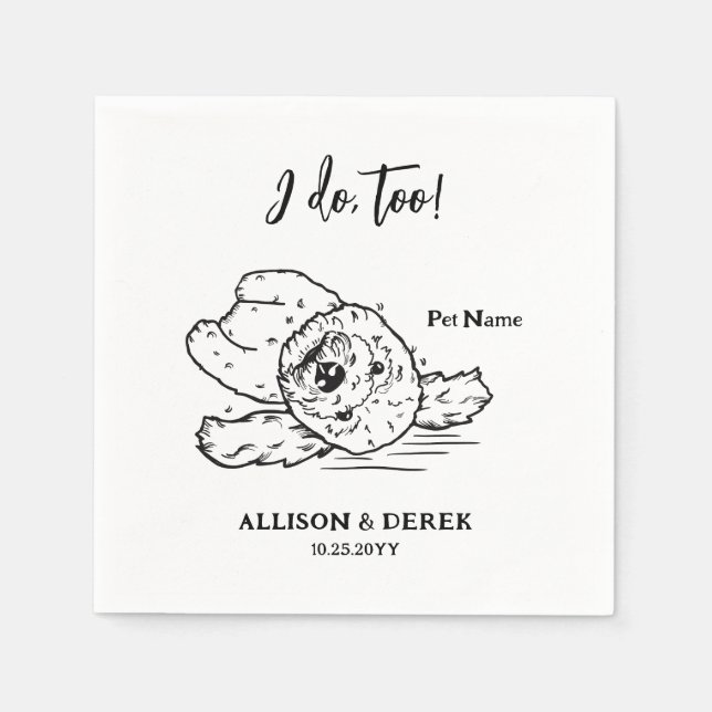 Servilleta De Papel Boda de retrato de perro personalizado (Anverso)