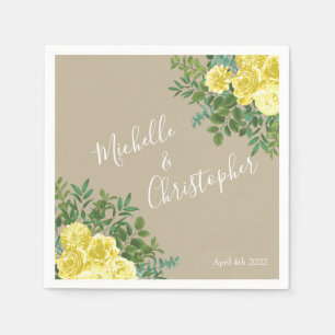 Servilleta De Papel Boda de rosa amarillo vintage