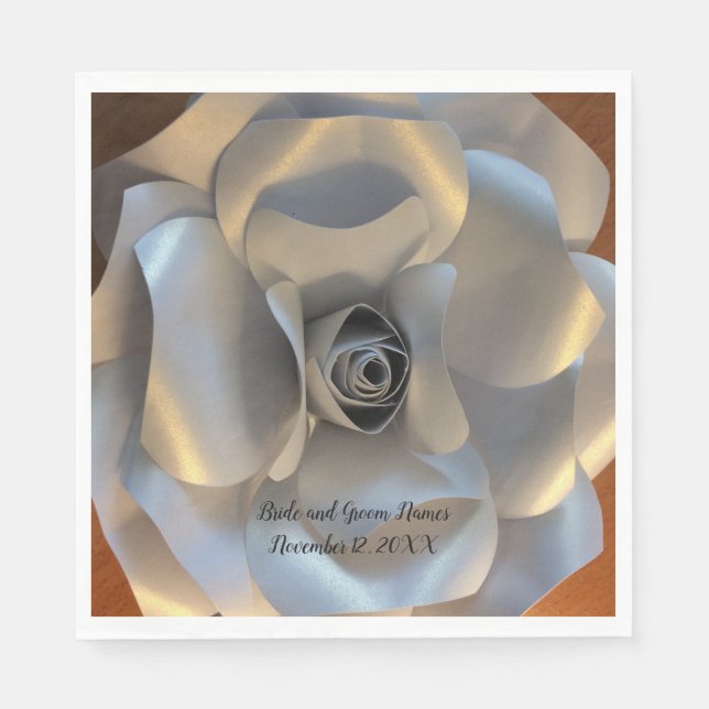 Servilleta De Papel Boda de Rosa de Plata (Anverso)
