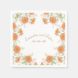 Servilleta De Papel Boda de Rosa Naranja