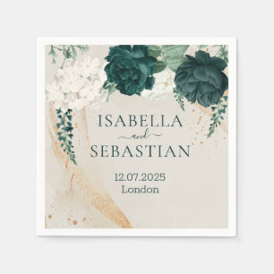 Servilleta De Papel Boda de rosa verde botánico
