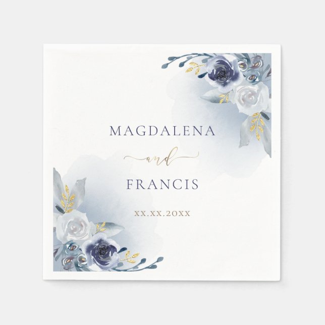 Servilleta De Papel boda de rosas azules (Anverso)