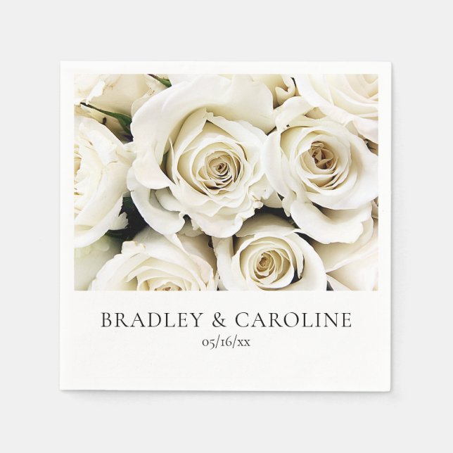 Servilleta De Papel Boda de rosas blancas (Anverso)