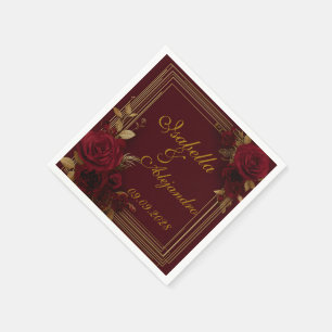 Servilleta De Papel Boda de Rosas Burgundy Románticas