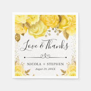 Servilleta De Papel Boda de Rosas de Glam Amarillo de color Agua