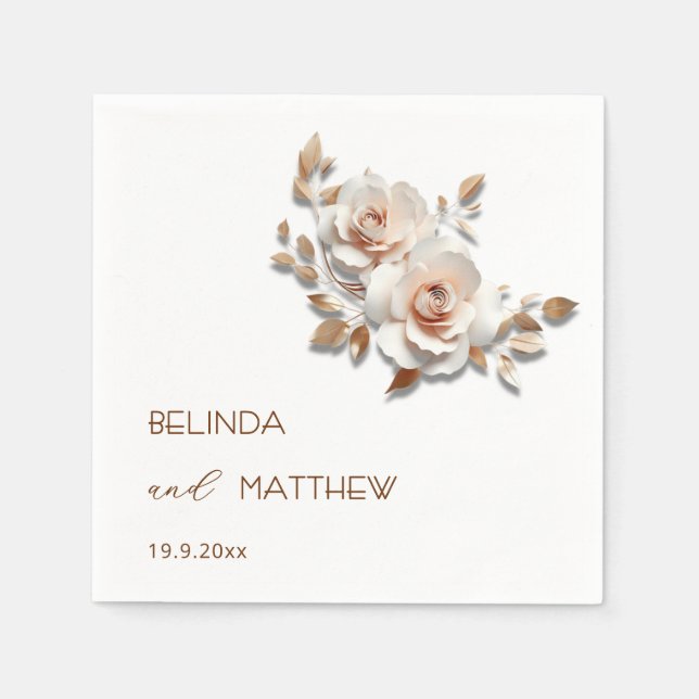 Servilleta De Papel Boda de rosas de oro rosa rubor (Anverso)